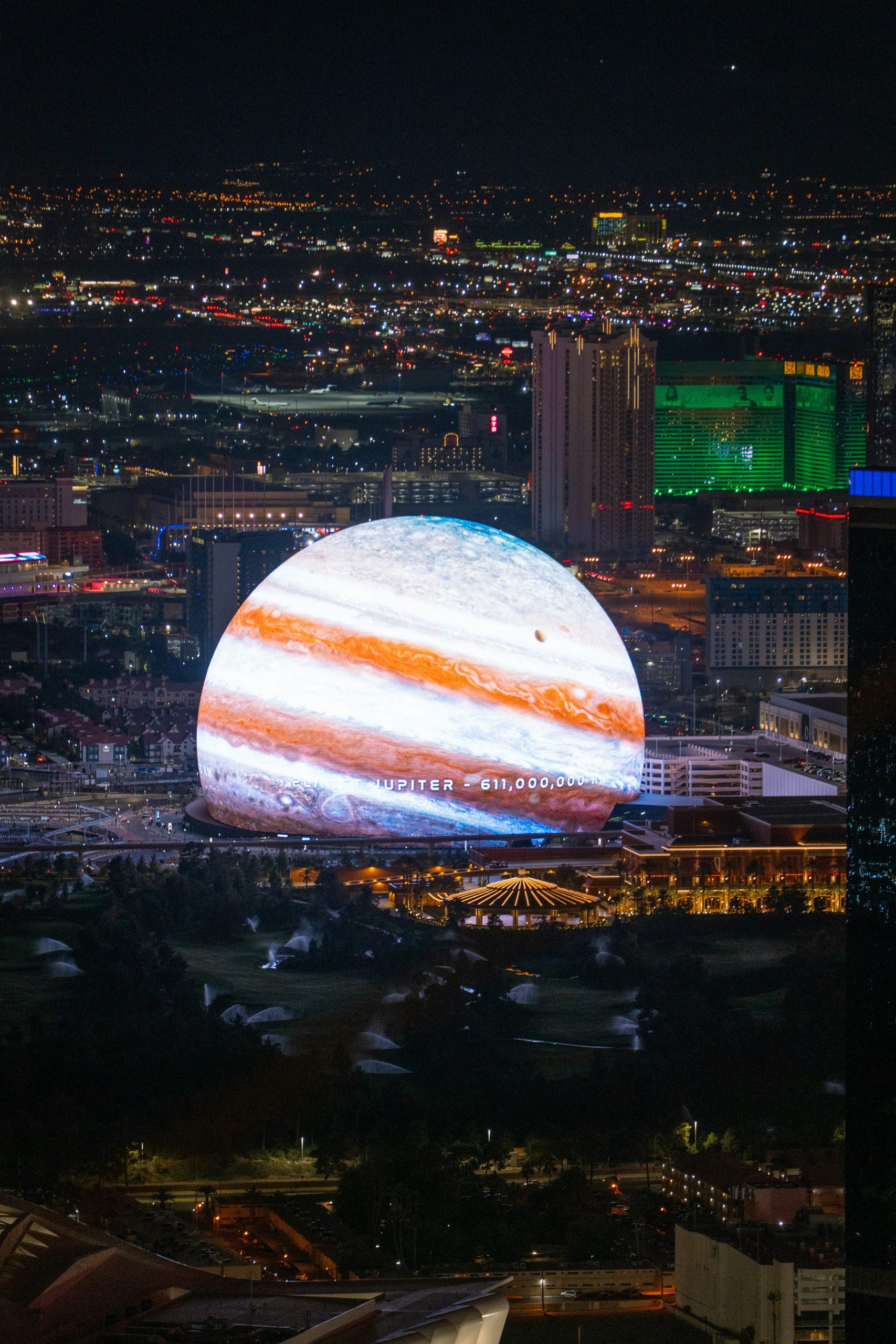 Aerial view of Vegas sphere.